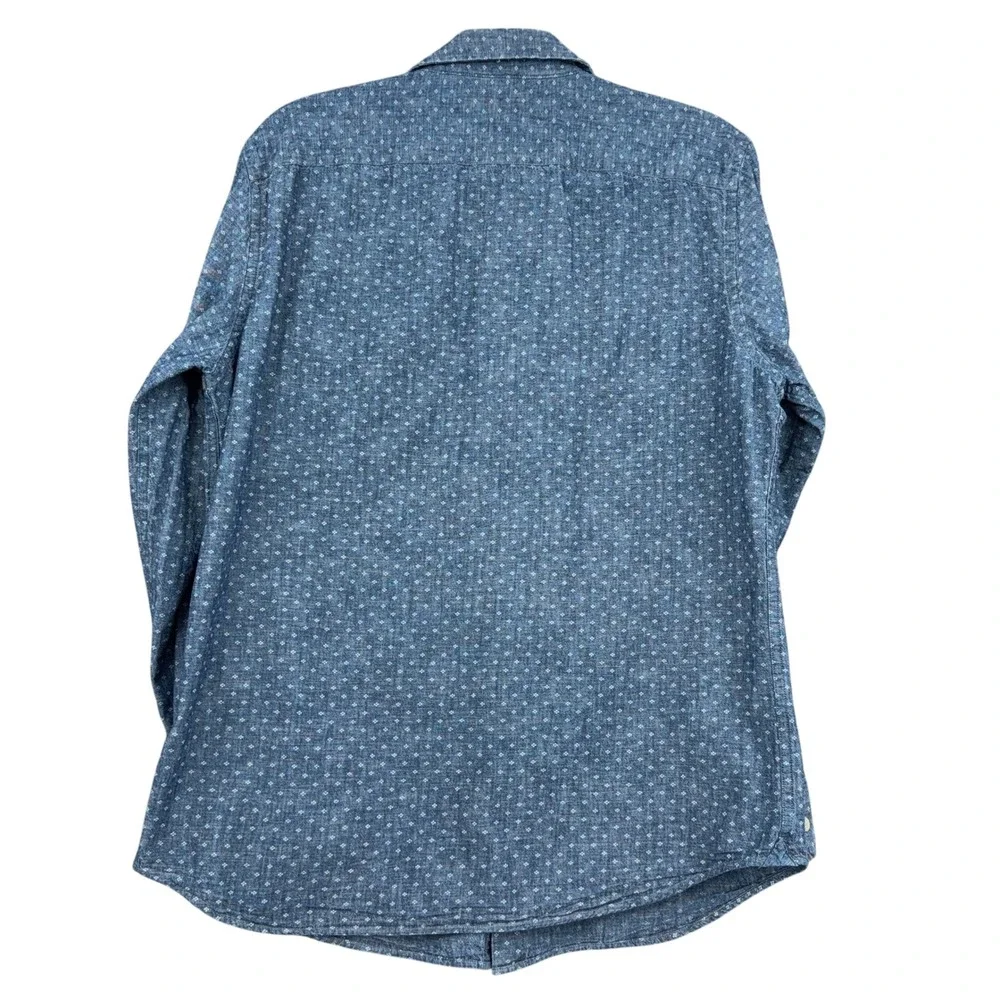 Banana Republic Button Down Mens L 100% Cotton Blue Geometric Print